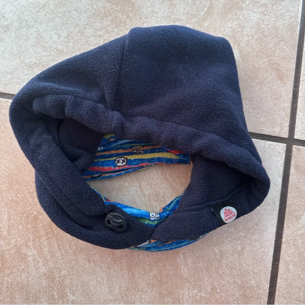 Cozy Kids Fleece Hood with Blue and Multicolor Trim